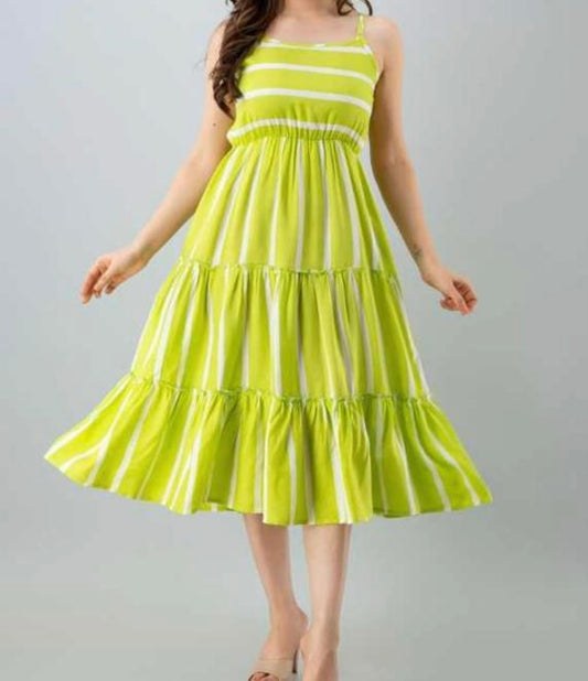 Green striped dress