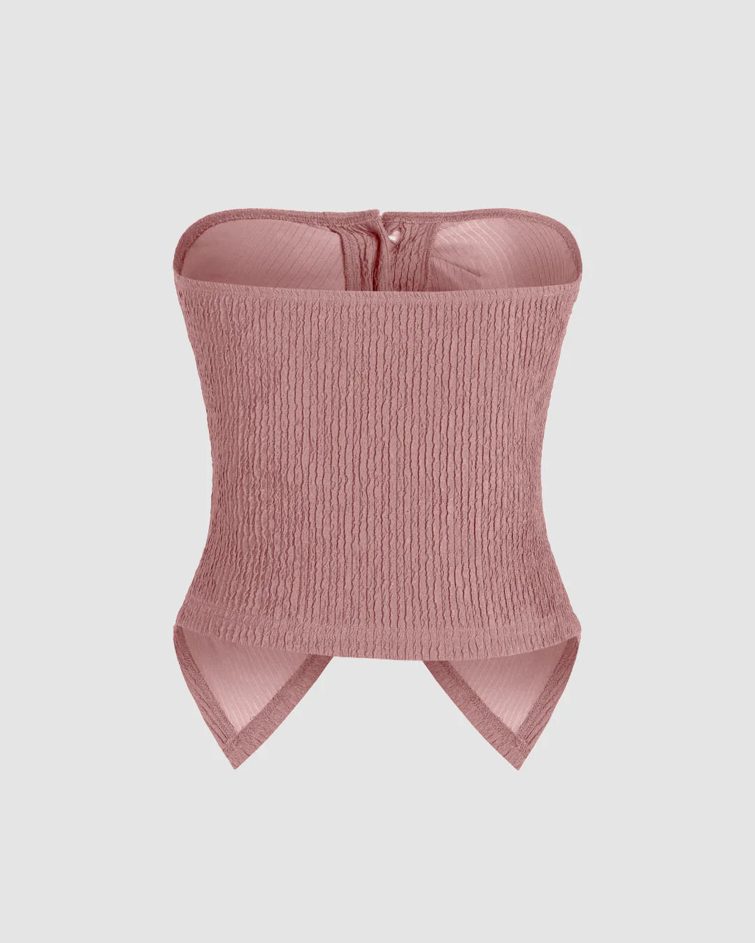 Button Solid Rib Tube Top In Pink