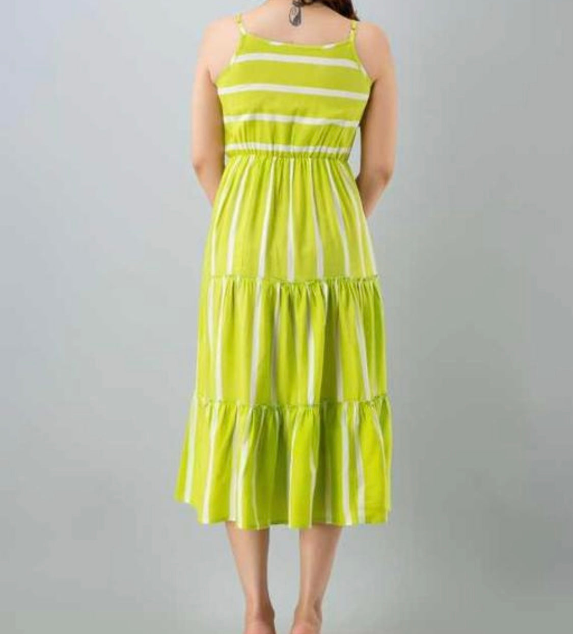 Green striped dress