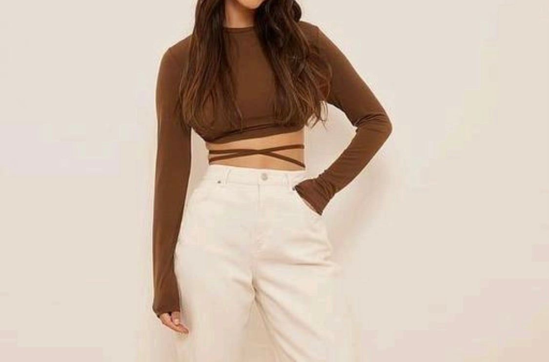 Backless brown ribbed top