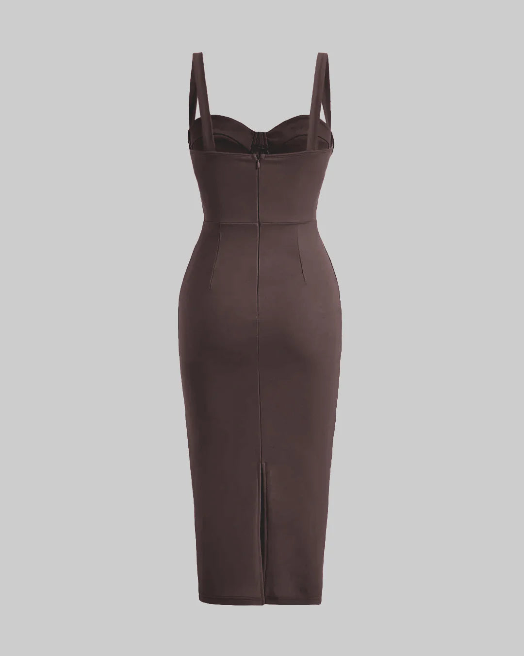 Corset Bodycon One Piece Dress In Latte Tone In Dark Brown