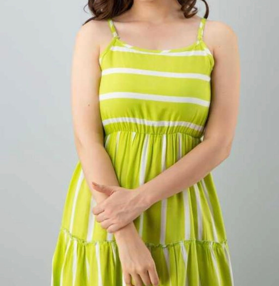 Green striped dress