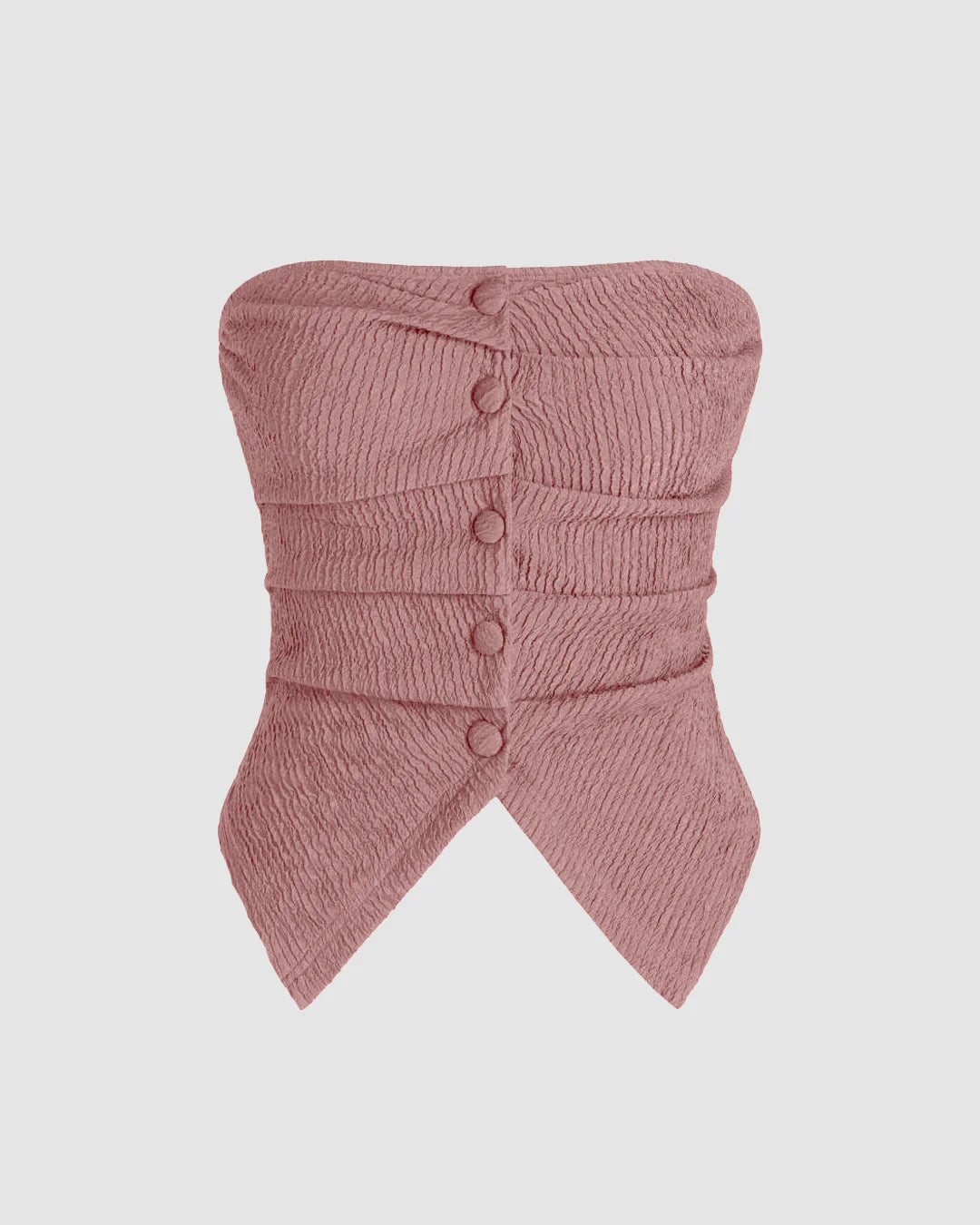 Button Solid Rib Tube Top In Pink