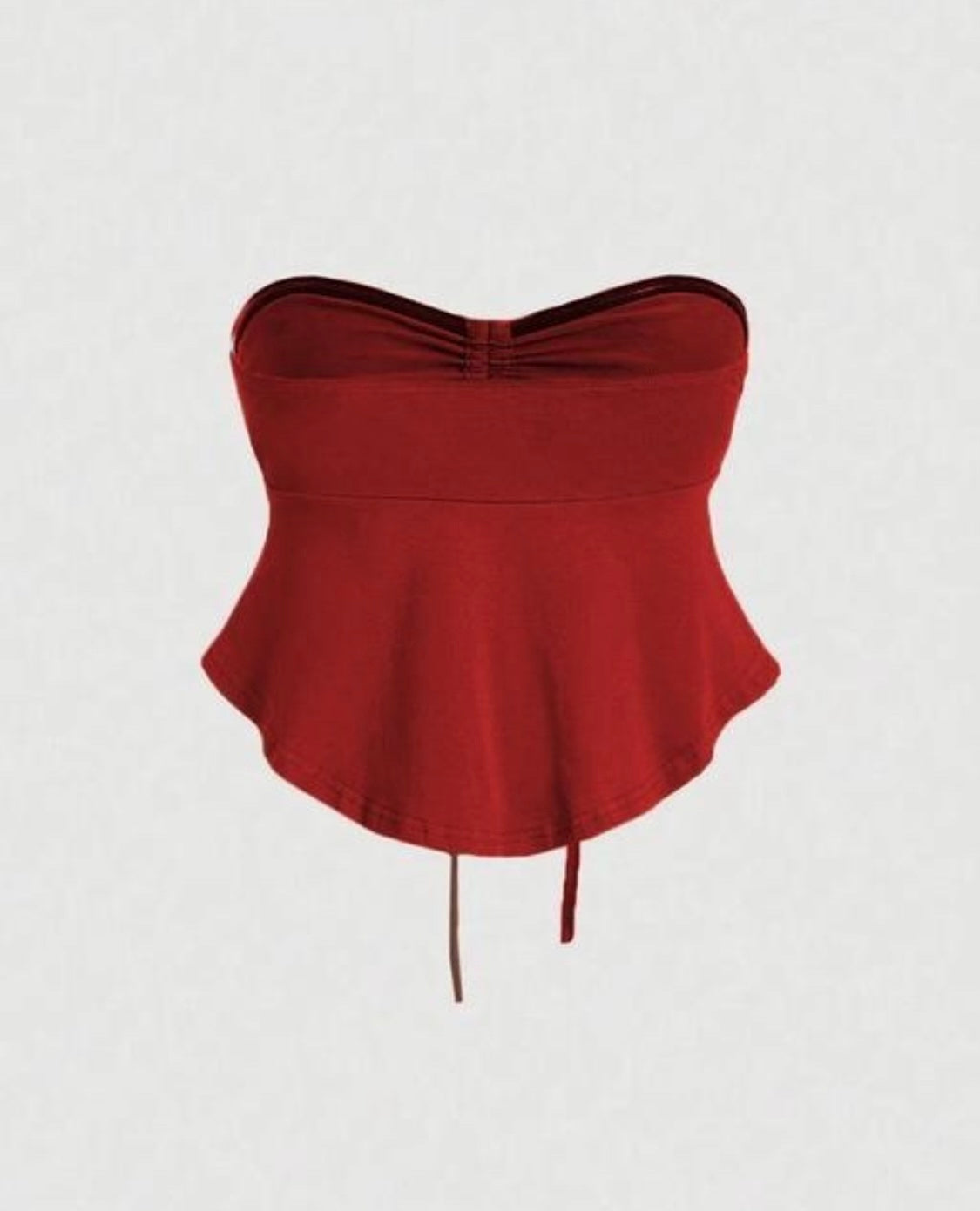 Asymmetric Off-shoulder red ruffle tube top