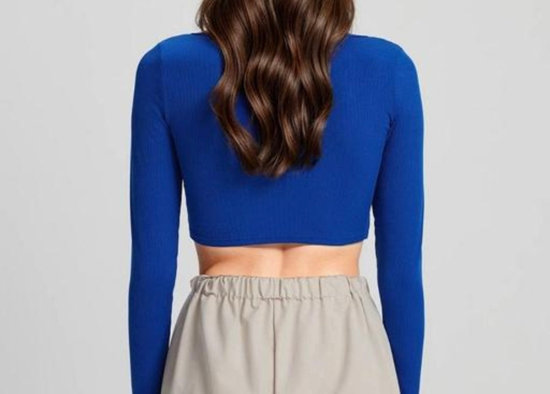 Blue rubbed full-sleeve top